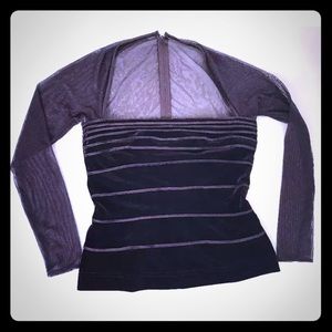 Tadashi L Fit M or S Brown Velvet Sheer Sleeves